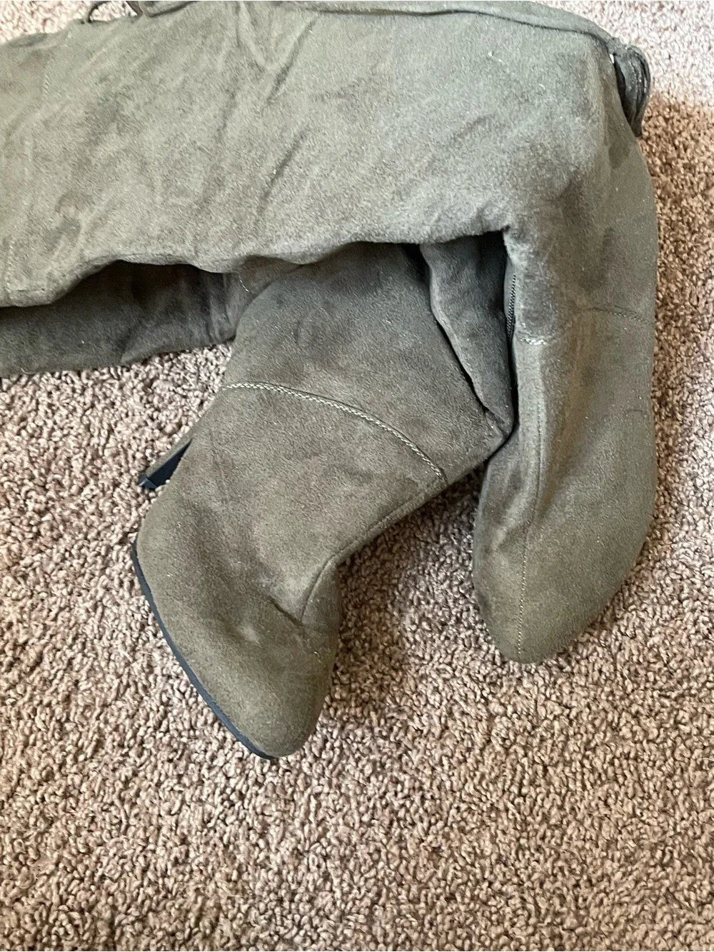 Forever 21 Olive Green Over-the-Knee Suede Boots